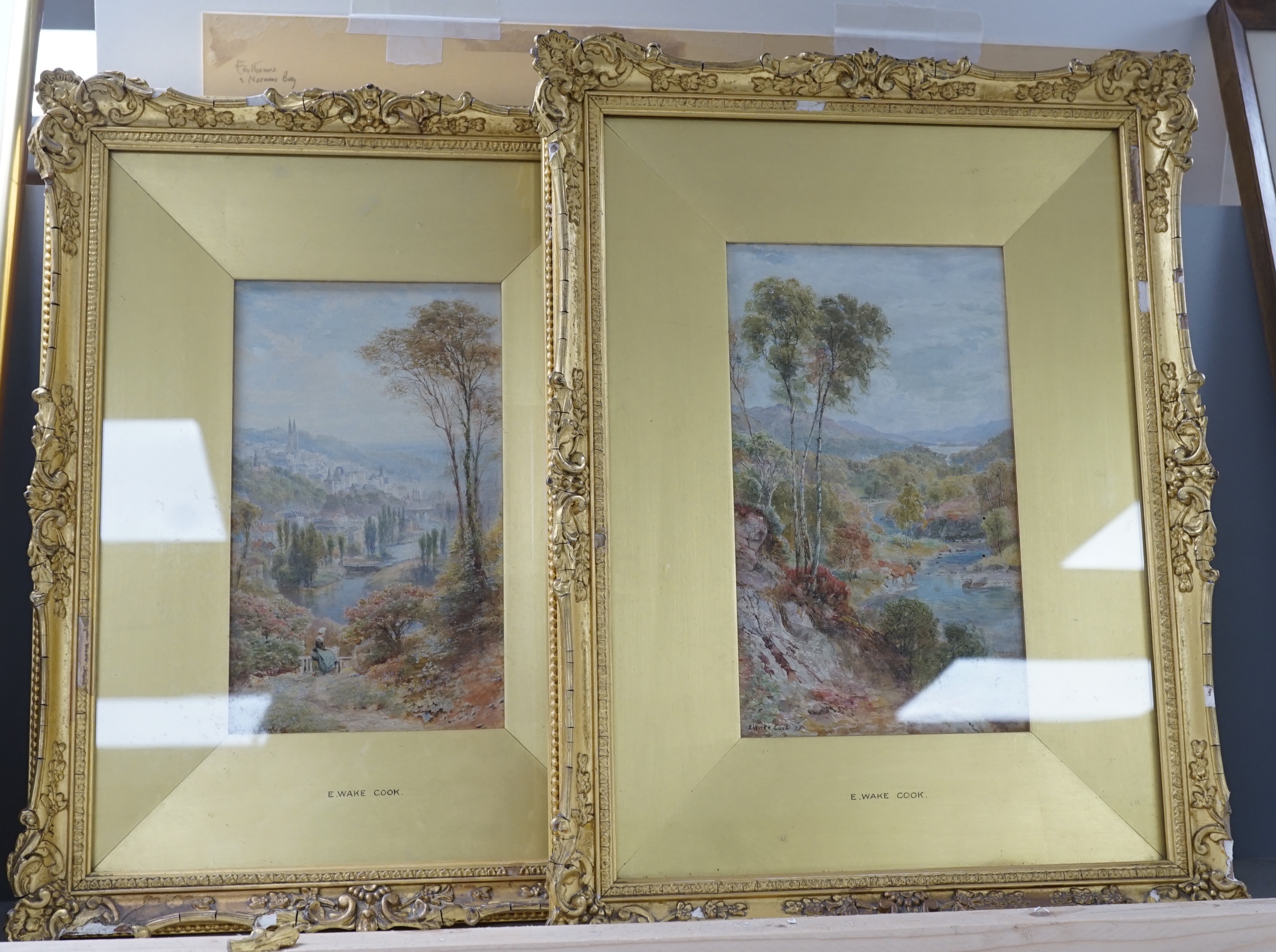 Ebenezer Wake Cooke (1844-1926), pair of watercolours, River landscapes, signed and dated '98, 22 x 13cm